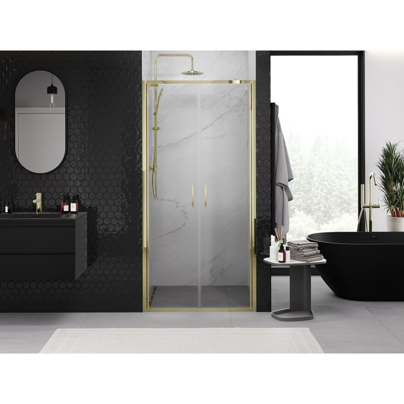 Mexen Exo double hinged shower doors 80 cm, transparent, gold - 814-080-000-50-00
