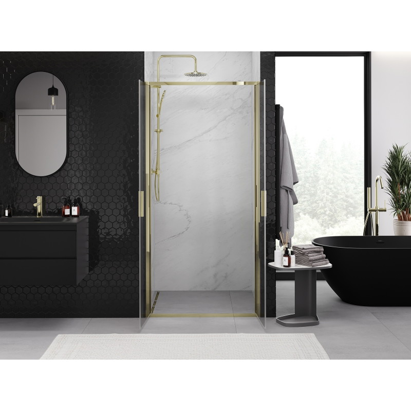 Mexen Exo-B Duo double-hinged shower door 80 cm, transparent, gold - 814-080-000-50-00