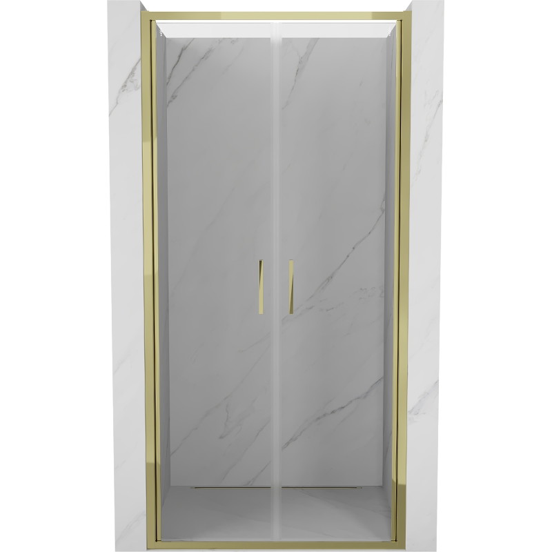 Mexen Exo-B Duo double hinged shower doors 90 cm, transparent, gold - 814-090-000-50-00