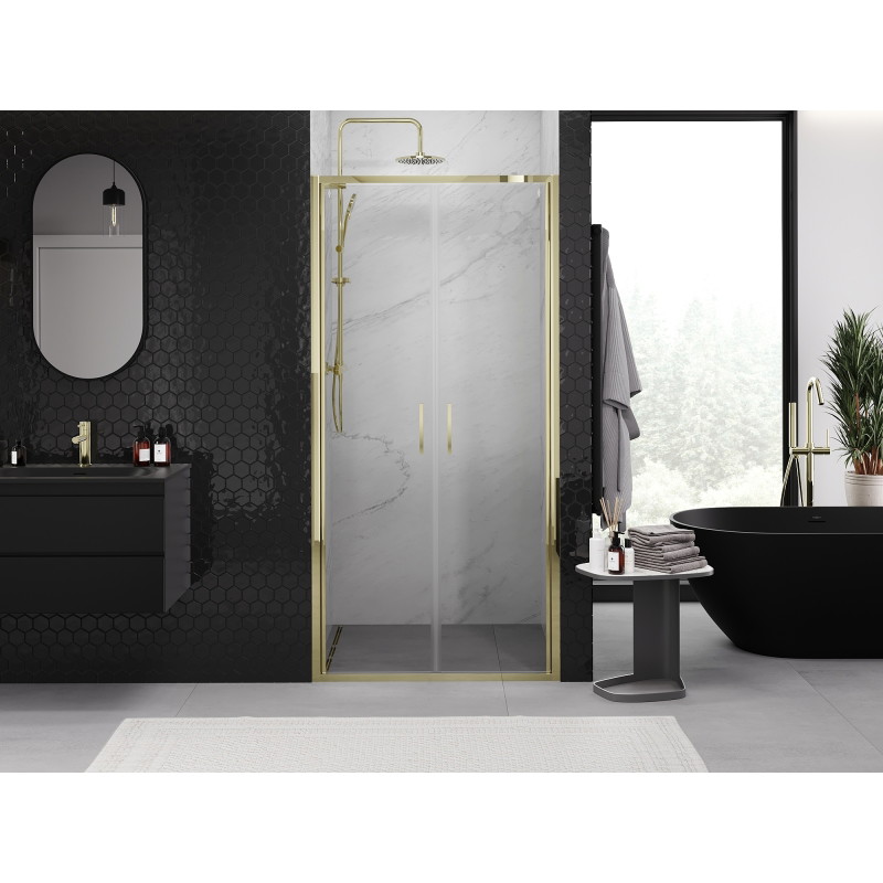 Mexen Exo-B Duo double hinged shower doors 90 cm, transparent, gold - 814-090-000-50-00