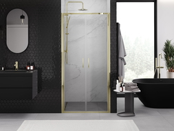 Mexen Exo double swing shower door 90 cm, transparent, gold - 814-090-000-50-00