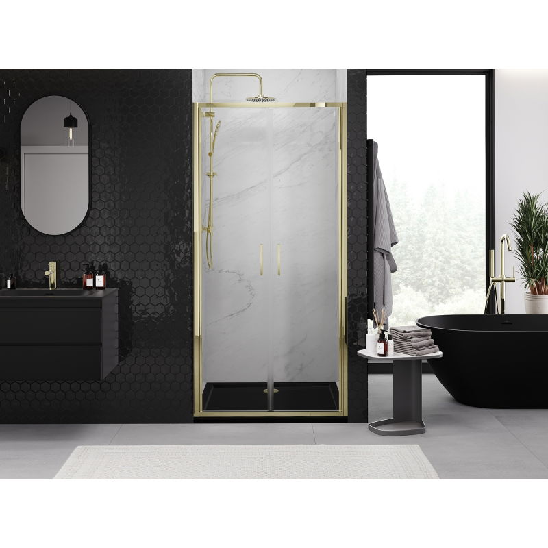 Mexen Exo double swing shower door 90 cm, transparent, gold - 814-090-000-50-00