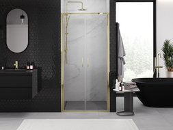 Mexen Exo double hinged shower door 100 cm, transparent, gold - 814-100-000-50-00