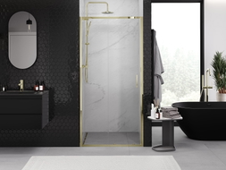 Mexen Exo-S sliding shower door 90 cm, transparent, gold - 8151-090-000-50-00