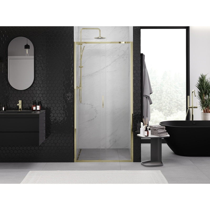 Mexen Exo-S sliding shower door 90 cm, transparent, gold - 8151-090-000-50-00