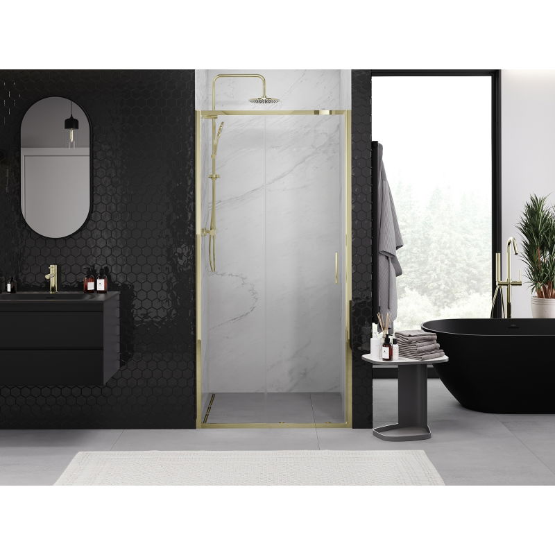 Mexen Exo sliding shower door 110 cm, transparent, gold - 8151-110-000-50-00