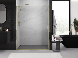 Mexen Exo sliding shower door 155 cm, transparent, gold - 8151-155-000-50-00