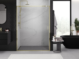Mexen Exo sliding shower door 160 cm, transparent, gold - 8151-160-000-50-00