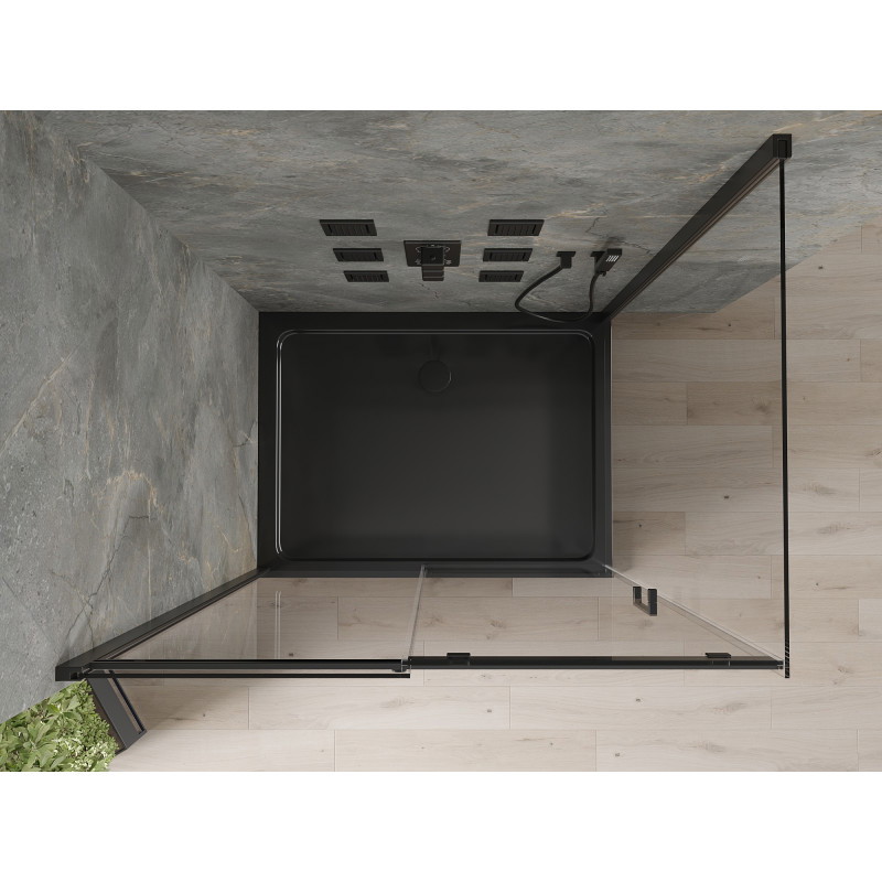 Mexen Omega sliding shower cabin 100 x 90 cm, transparent, black + Flat shower tray, black - 825-100-090-70-00-4070B