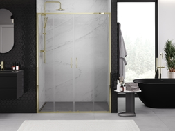 Mexen Exo-S Duo double sliding shower doors 130 cm, transparent, gold - 8152-130-000-50-00