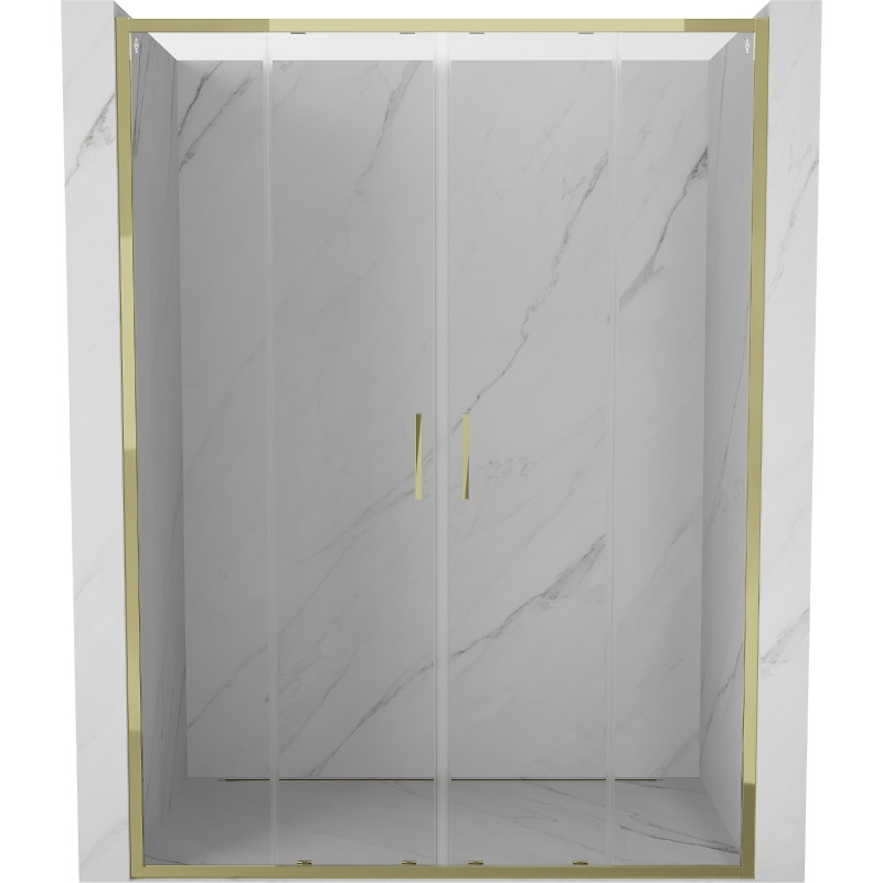 Mexen Exo-S Duo double sliding shower doors 140 cm, transparent, gold - 8152-140-000-50-00