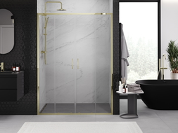 Mexen Exo double sliding shower door 140 cm, transparent, gold - 8152-140-000-50-00