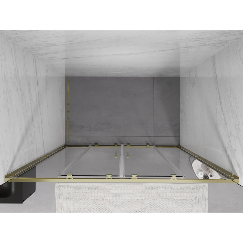 Mexen Exo-S Duo double sliding shower doors 140 cm, transparent, gold - 8152-140-000-50-00