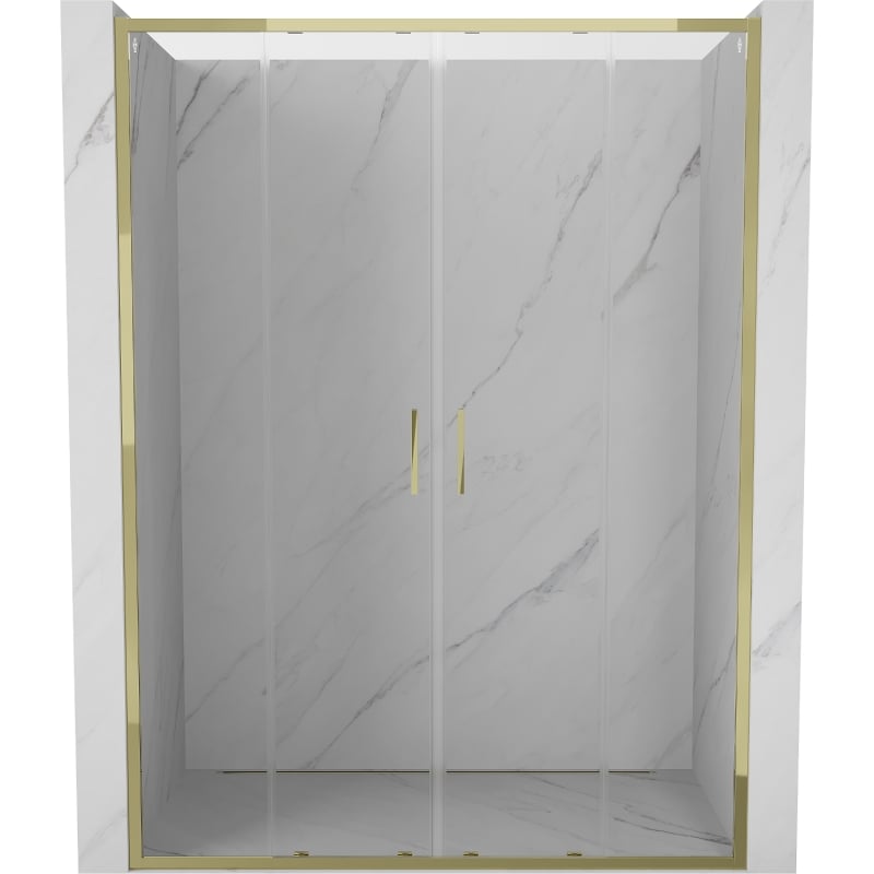 Mexen Exo double sliding shower door 150 cm, transparent, gold - 8152-150-000-50-00