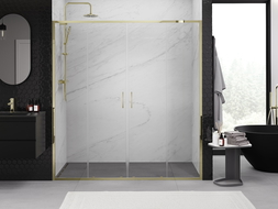 Mexen Exo double sliding shower door 170 cm, transparent, gold - 8152-170-000-50-00