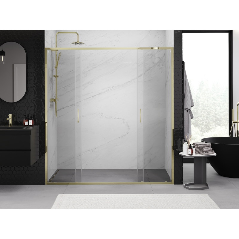 Mexen Exo-S Duo double sliding shower door 170 cm, transparent, gold - 8152-170-000-50-00