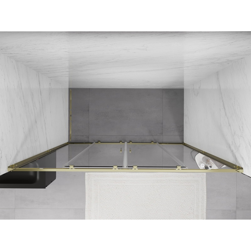 Mexen Exo-S Duo double sliding shower door 170 cm, transparent, gold - 8152-170-000-50-00