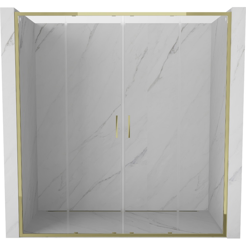Mexen Exo-S Duo double sliding shower door 190 cm, transparent, gold - 8152-190-000-50-00