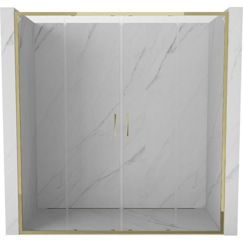 Mexen Exo double sliding shower door 200 cm, transparent, gold - 8152-200-000-50-00