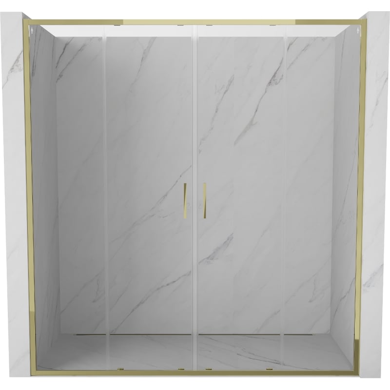 Mexen Exo double sliding shower doors 200 cm, transparent, gold - 8152-200-000-50-00