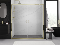 Mexen Exo double sliding shower door 200 cm, transparent, gold - 8152-200-000-50-00
