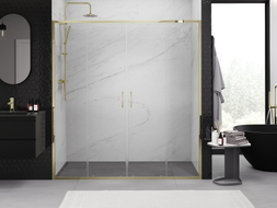 Mexen Exo-S Duo double sliding shower doors 200 cm, transparent, gold - 8152-200-000-50-00
