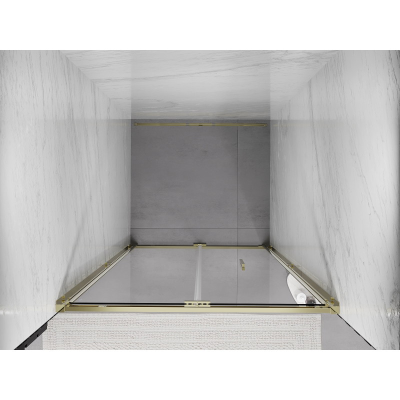 Mexen Exo-F folding shower door 65 cm, transparent, gold - 816-065-000-50-00