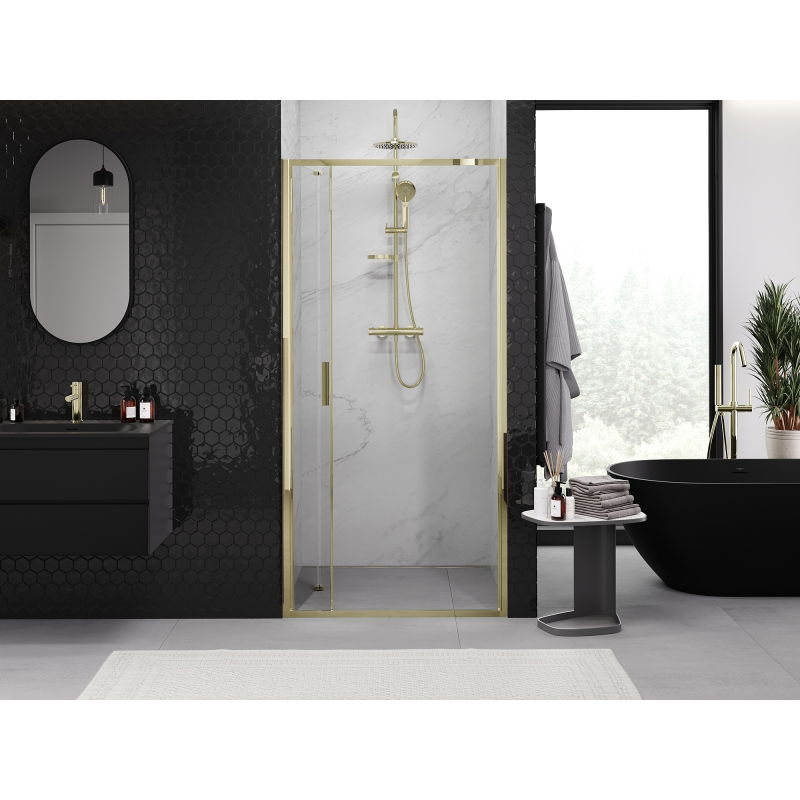 Mexen Exo folding shower door 75 cm, transparent, gold - 816-075-000-50-00
