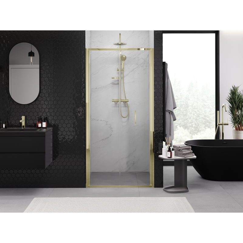 Mexen Exo 80 cm Folding Shower Door, Transparent, Gold - 816-080-000-50-00