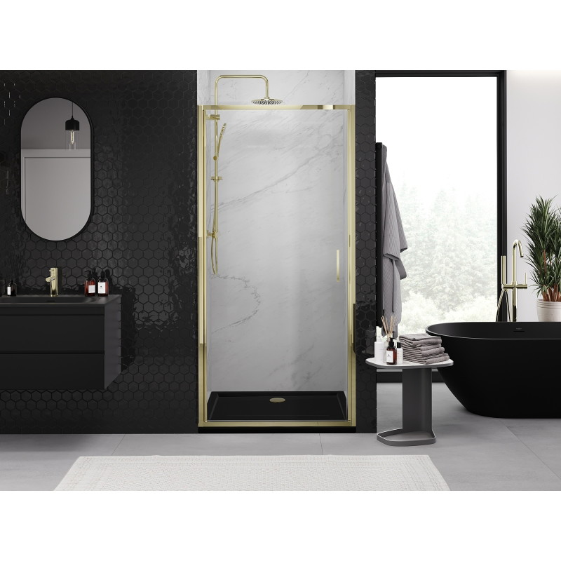 Mexen Exo-B folding shower door 75 cm, transparent, gold - 817-075-000-50-00