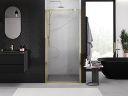 Mexen Exo 90 cm Pivot Shower Door, Transparent, Gold - 817-090-000-50-00