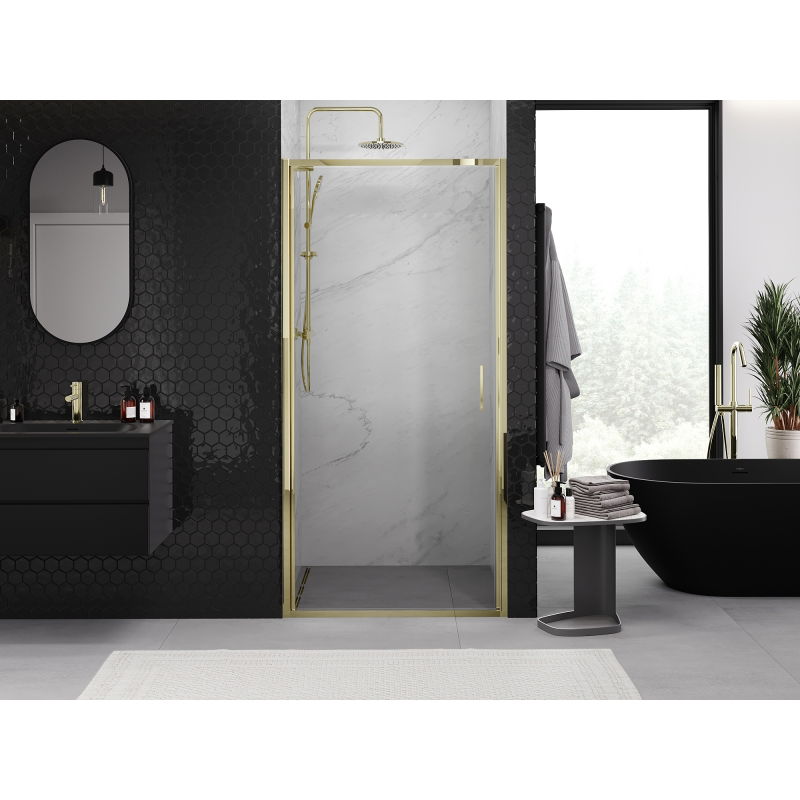 Mexen Exo 95 cm Hinged Shower Door, Transparent, Gold - 817-095-000-50-00