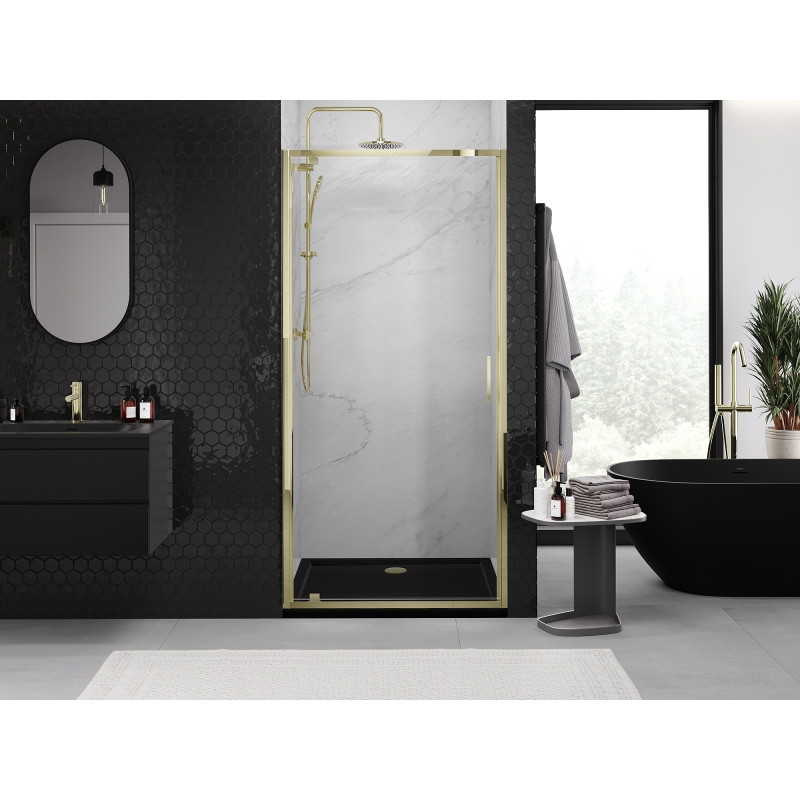 Mexen Exo-BR swing shower door 75 cm, transparent, gold - 8181-075-000-50-00