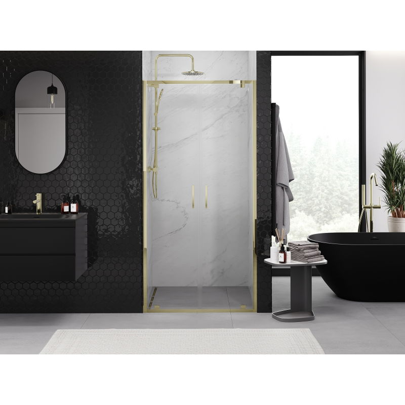 Mexen Exo double hinged shower door 70 cm, transparent, gold - 8182-070-000-50-00