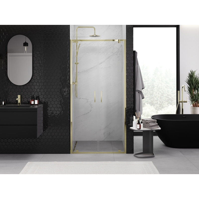 Mexen Exo-BR Duo double hinged shower door 80 cm, transparent, gold - 8182-080-000-50-00