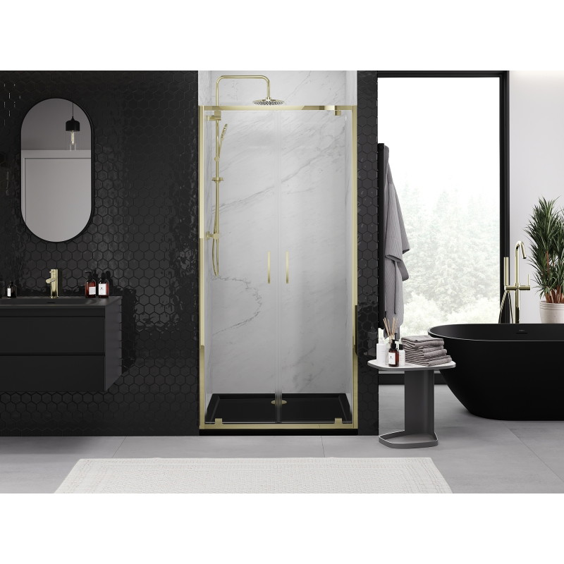Mexen Exo-BR Duo double hinged shower door 80 cm, transparent, gold - 8182-080-000-50-00