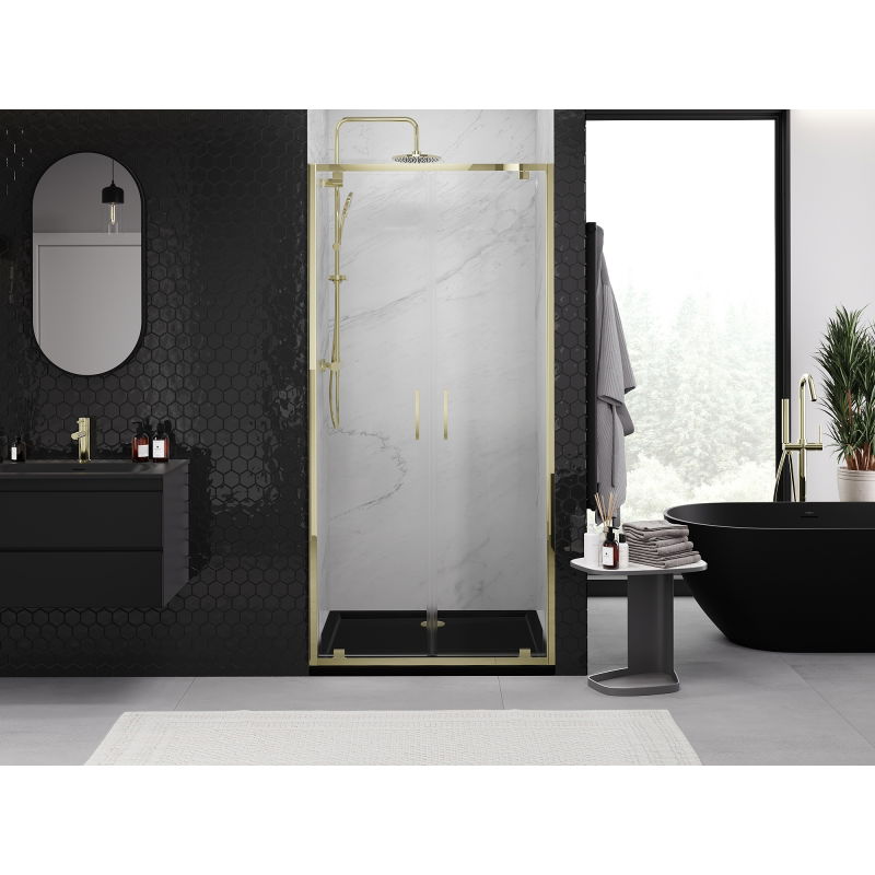Mexen Exo double hinged shower door 80 cm, transparent, gold - 8182-080-000-50-00