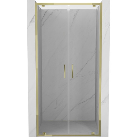 Mexen Exo-BR Duo double swing shower door 90 cm, transparent, gold - 8182-090-000-50-00