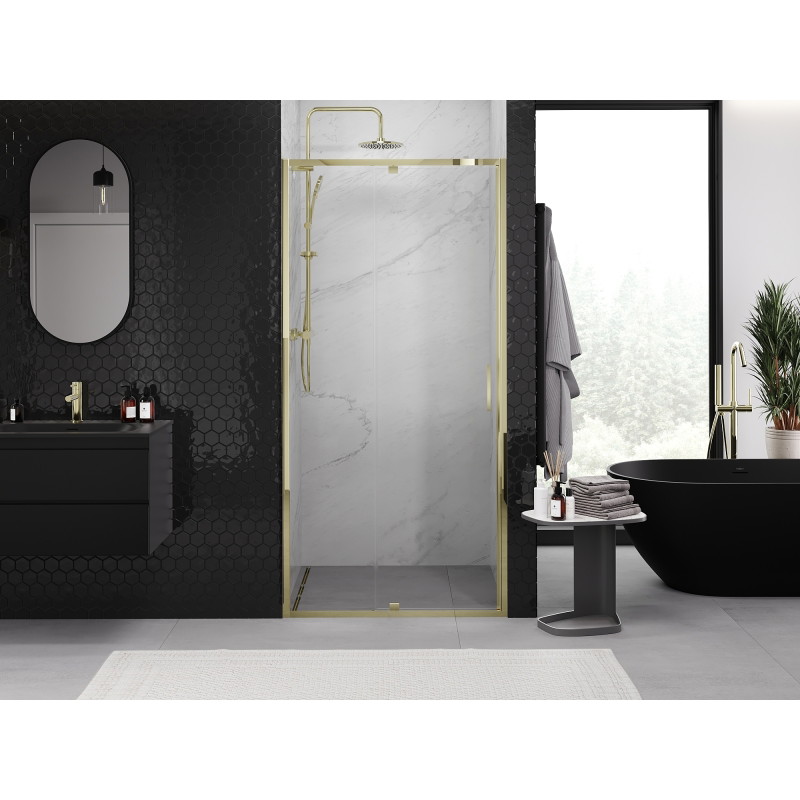 Mexen Exo-R swing shower doors 95 cm, transparent, gold - 819-095-000-50-00