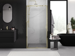 Mexen Exo-R swing shower doors 100 cm, transparent, gold - 819-100-000-50-00