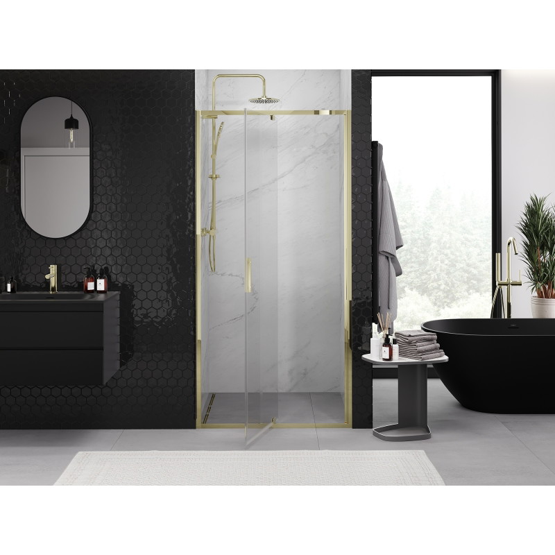 Mexen Exo-R swing shower doors 100 cm, transparent, gold - 819-100-000-50-00