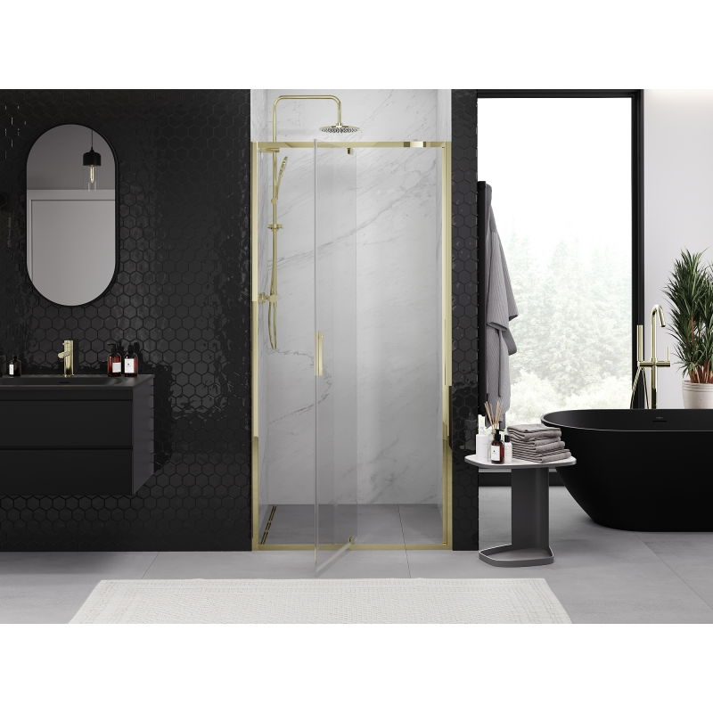 Mexen Exo 120 cm Hinged Shower Door, Transparent, Gold - 819-120-000-50-00