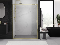 Mexen Exo-R hinged shower doors 130 cm, transparent, gold - 819-130-000-50-00