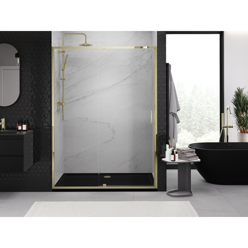 Mexen Exo-R hinged shower doors 130 cm, transparent, gold - 819-130-000-50-00
