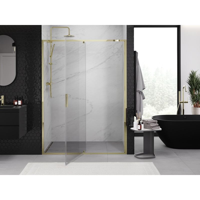 Mexen Exo-R hinged shower doors 130 cm, transparent, gold - 819-130-000-50-00