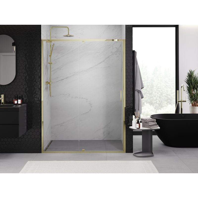 Mexen Exo shower door hinged 135 cm, transparent, gold - 819-135-000-50-00