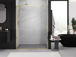Mexen Exo-R swing shower door 135 cm, transparent, gold - 819-135-000-50-00