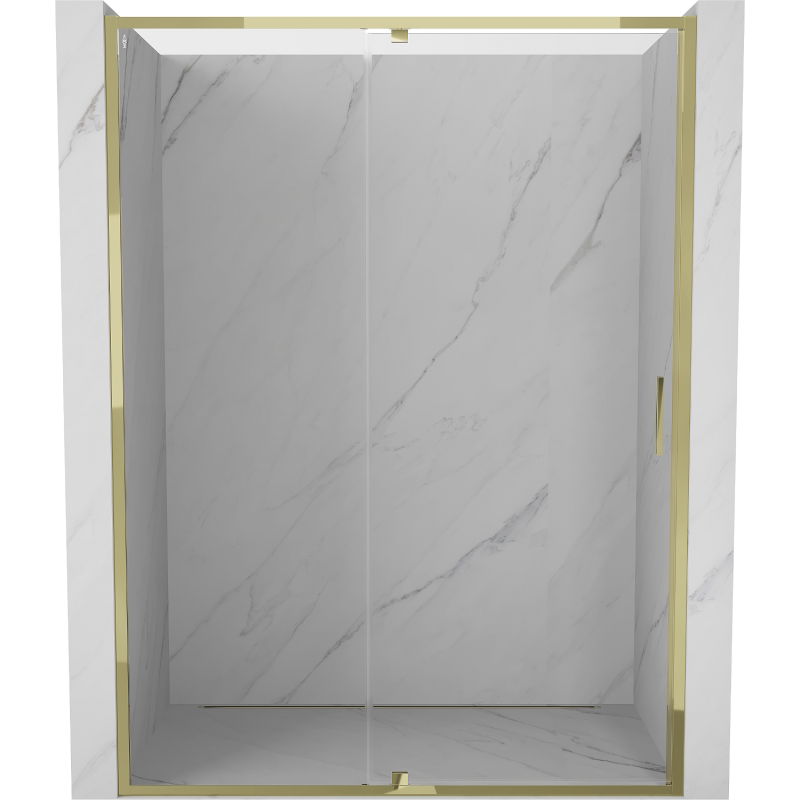 Mexen Exo 145 cm Hinged Shower Door, Transparent, Gold - 819-145-000-50-00