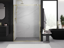 Mexen Exo 155 cm Hinged Shower Door, Transparent, Gold - 819-155-000-50-00