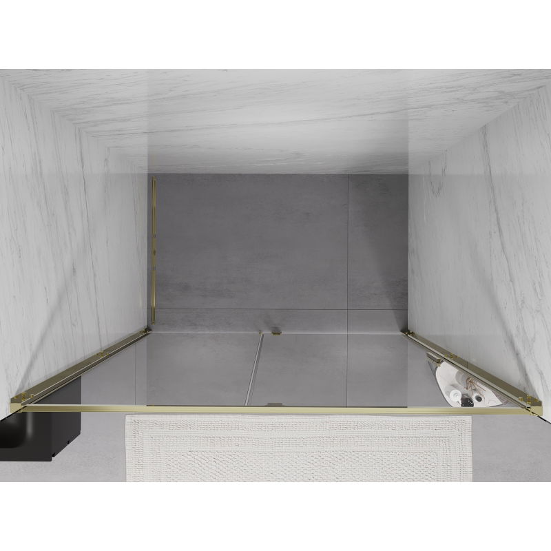 Mexen Exo 160 cm Hinged Shower Door, Transparent, Gold - 819-160-000-50-00